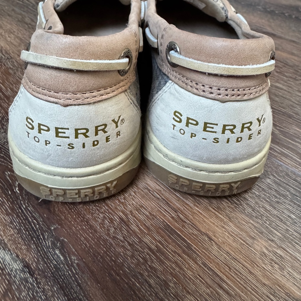 Sperry Tan and Animal Print Boat Shoes - Picture 3 of 4